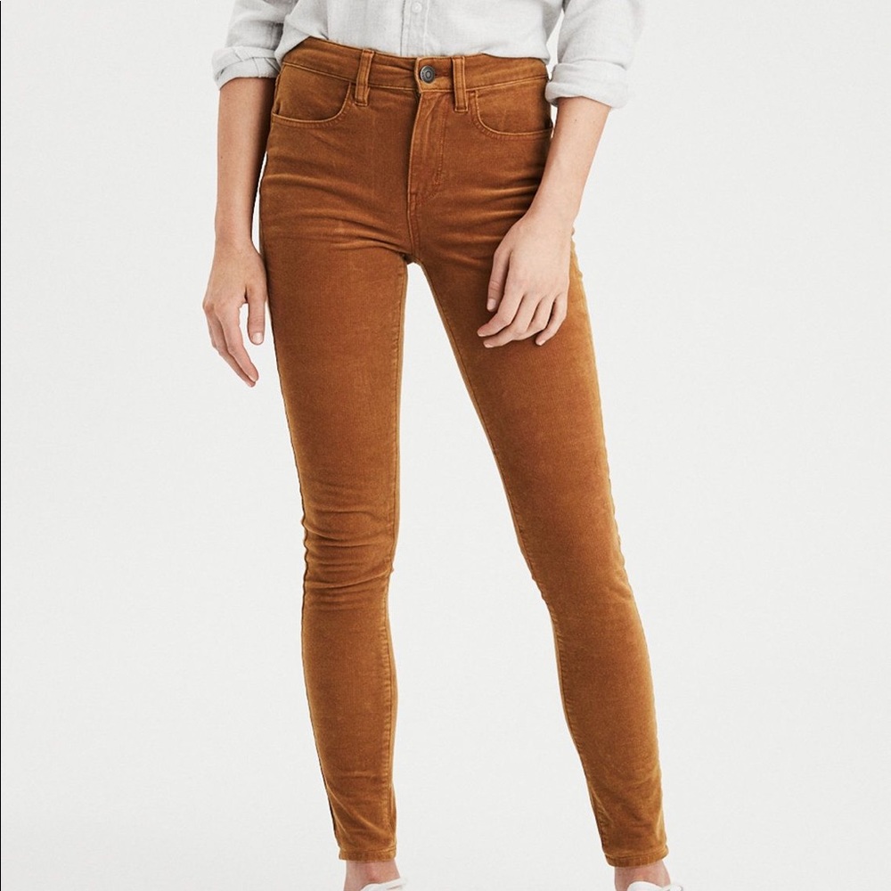 American Eagle Velvet Skinny Pant / Cognac